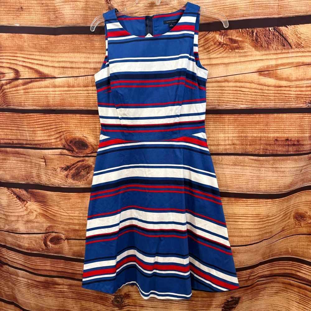 Tommy Hilfiger Red White Blue Fit n Flate Sleeveless Sundress Size 2 NWT‎